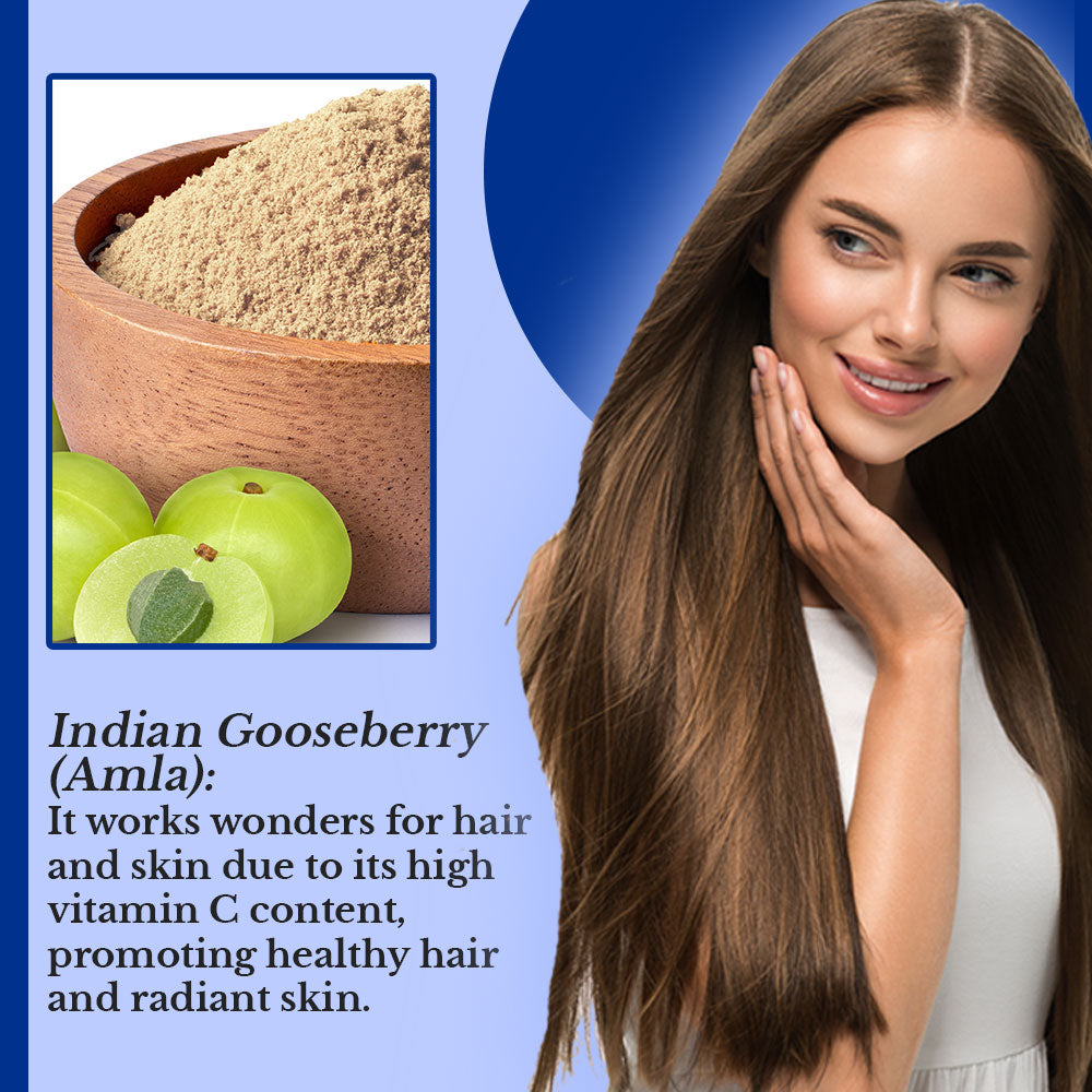 Hair Bliss Natural Amla Gooseberry Herbal Hair & Skin Conditioning Powder with Reusable Brush & Tray (12 Individual Sachets - 10gm each)