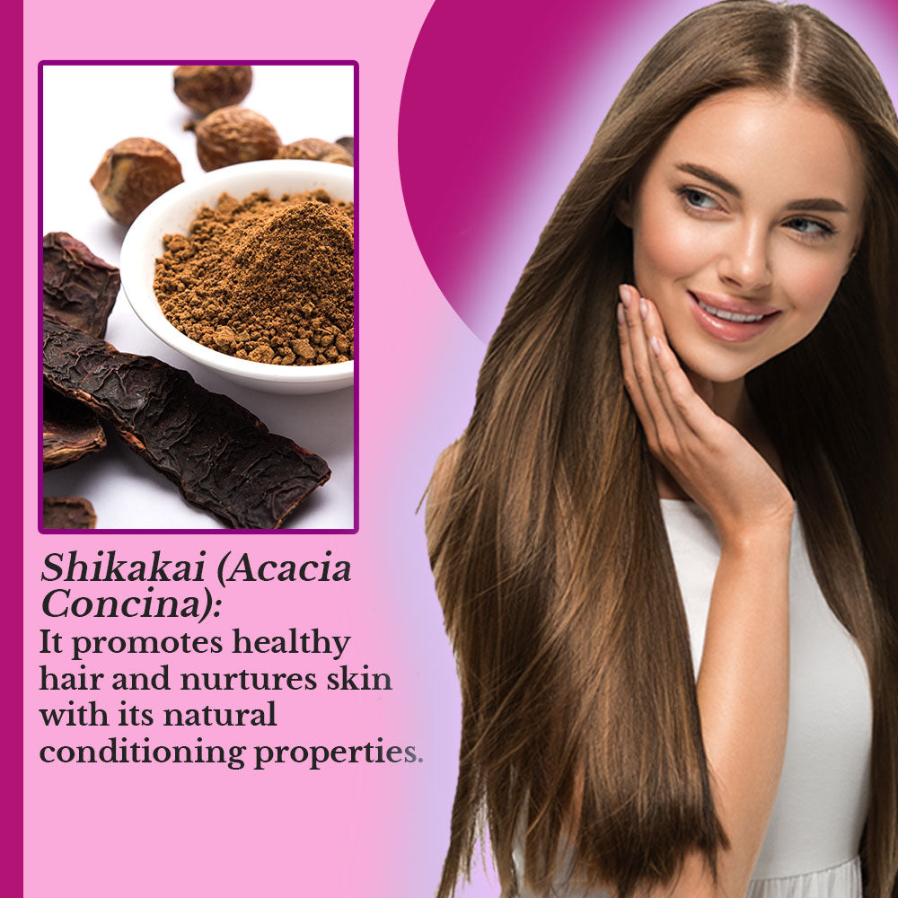 Hair Bliss Natural Shikakai Acacia Herbal Hair & Skin Conditioning Powder with Reusable Brush & Tray (12 Individual Sachets - 10gm each)