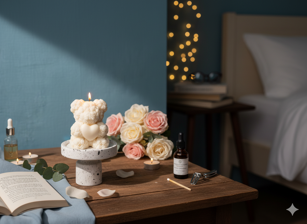 Rose Bear Candle