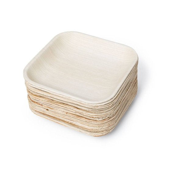 Palm Leaf Square Plates 4" Inch (Set of 100/50/25)