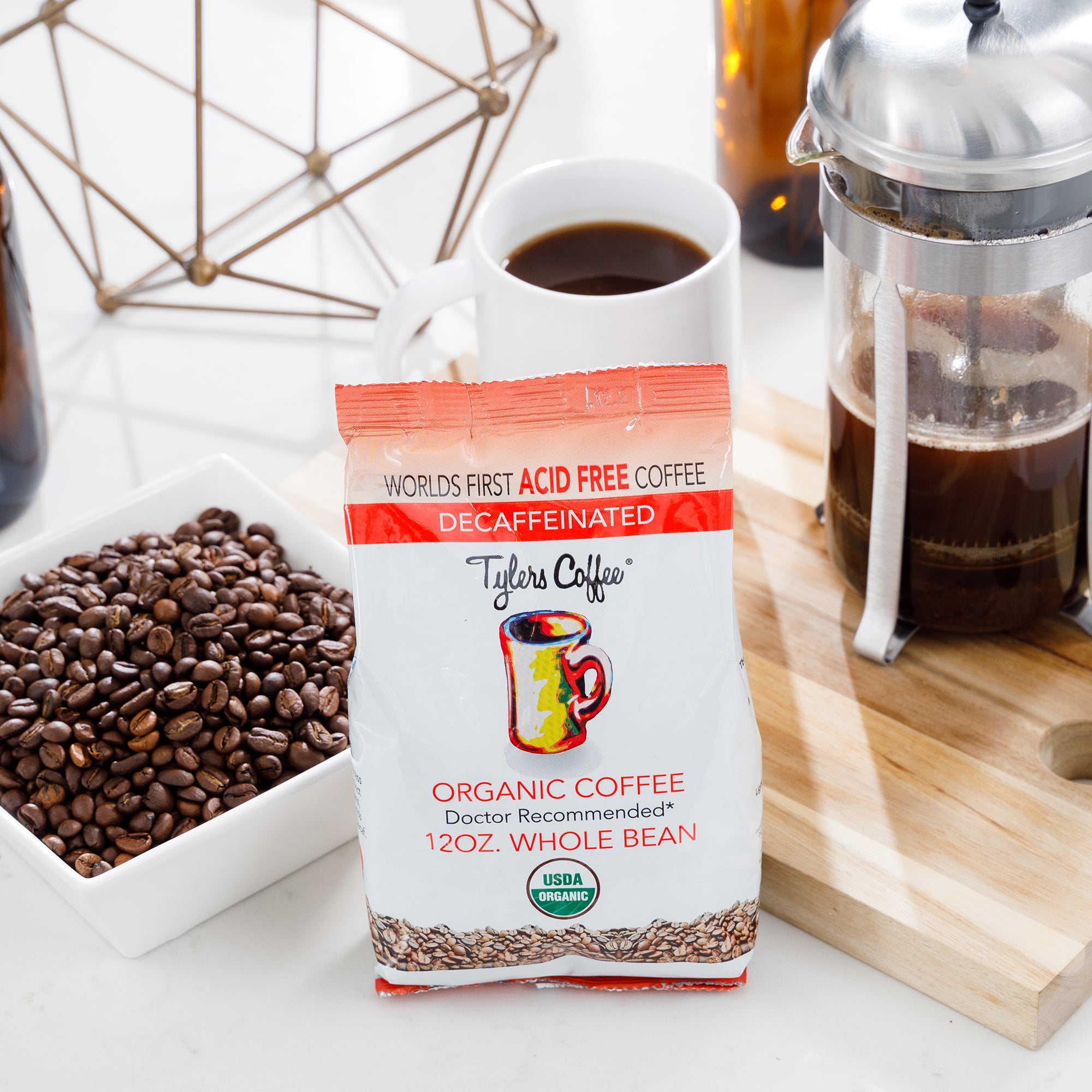 Acid-Free Whole Bean Coffee - Decaffeinated