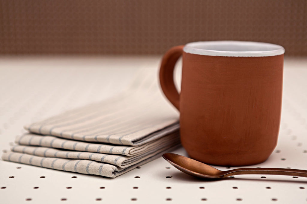 Cloth Napkins - Grey Striped and Natural Striped