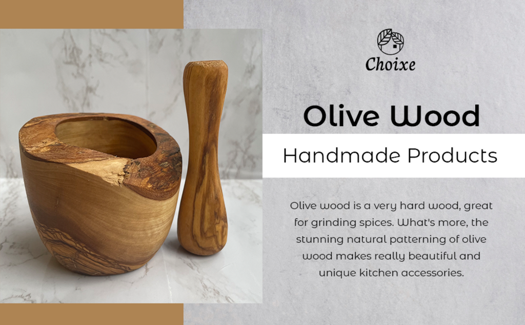Rustic Olive Wood Mortar & Pestle