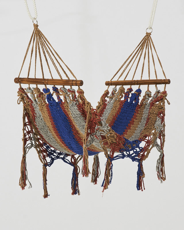 Macrame Mini Cat Hammock | Blue, Red, Gray & Khaki