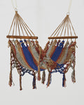 Macrame Mini Cat Hammock | Blue, Red, Gray & Khaki