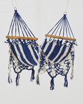 Macrame Mini Cat Hammock | White & Blue