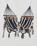 Macrame Mini Cat Hammock | White & Navy
