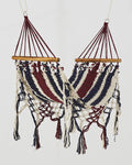 Macrame Mini Cat Hammock | White, Burgundy & Navy