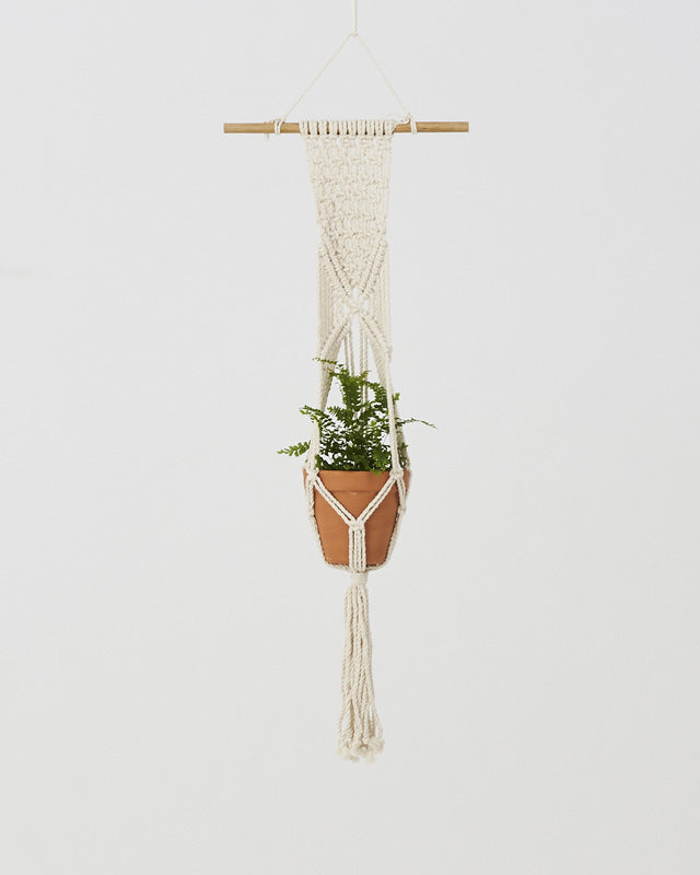 Mombacho Macrame Plant Holder | Natural White