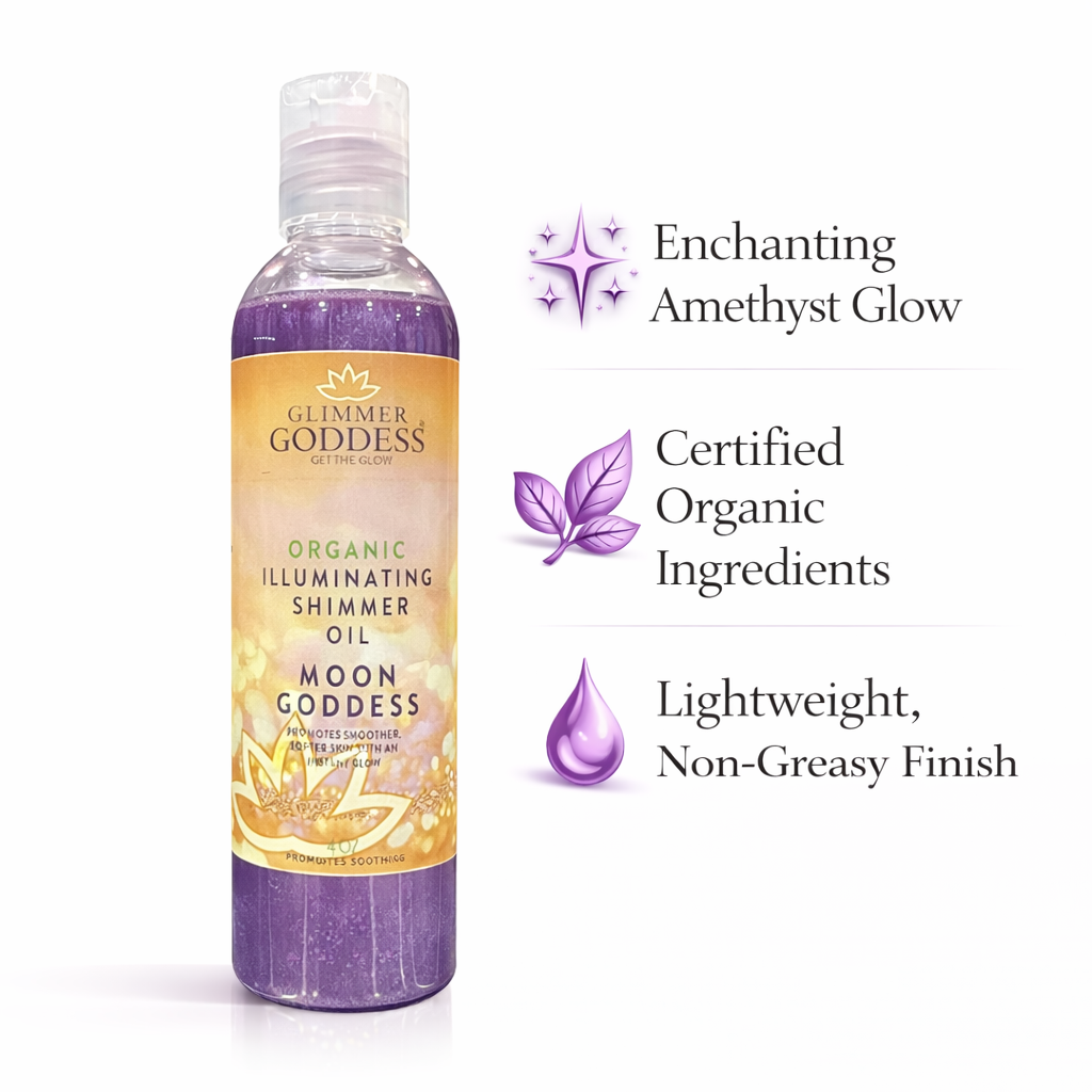 Organic Shimmer Body Oil for a Soft Non-Greasy Body Glow