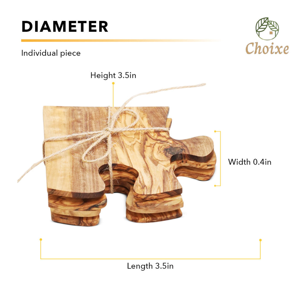 Olive Wood Coaster Puzzle (4-Piece)