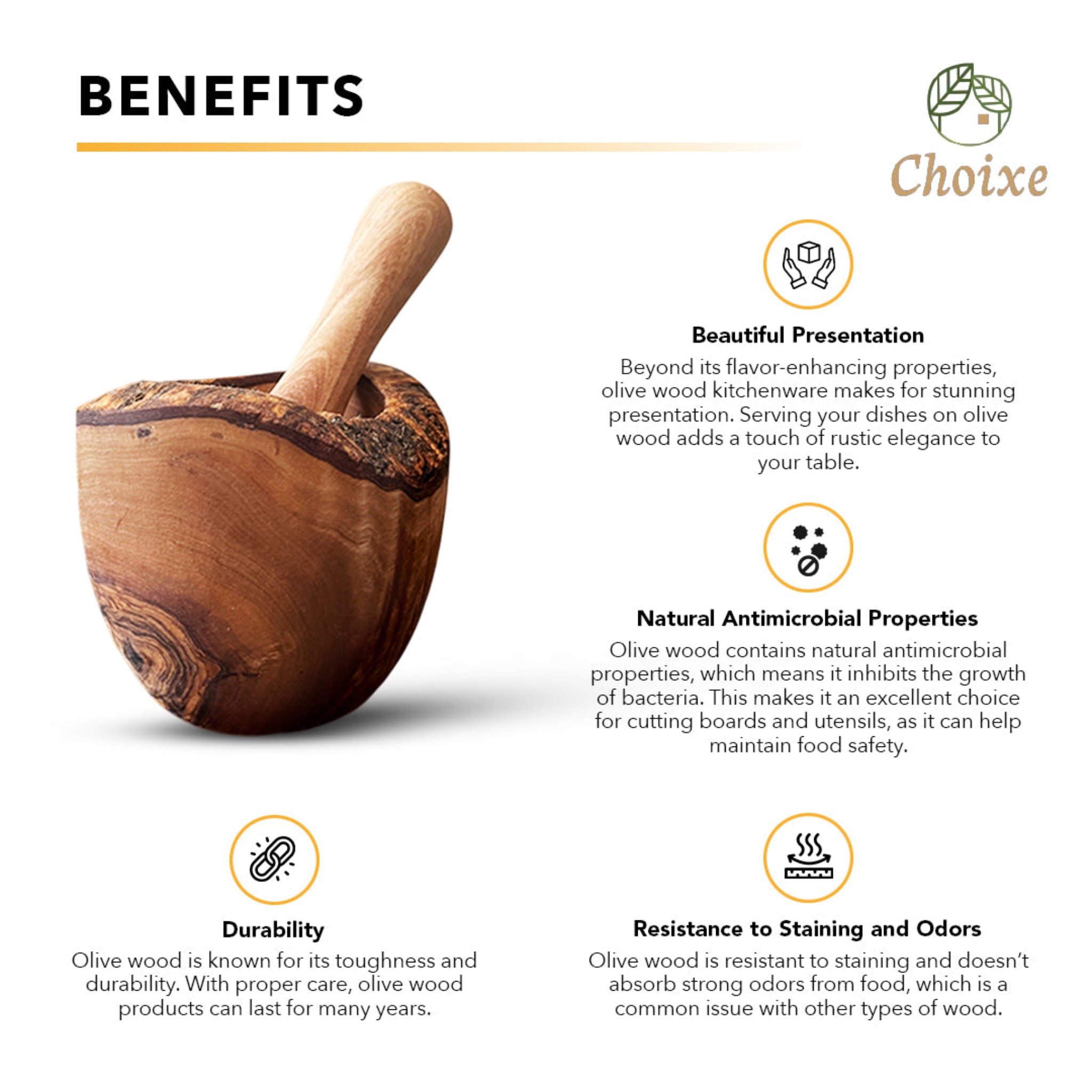 Rustic Olive Wood Mortar & Pestle