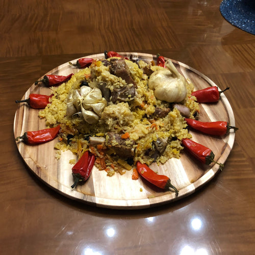 2 Large-sized Acacia Platters for Pizza and Salad Party Serving Set