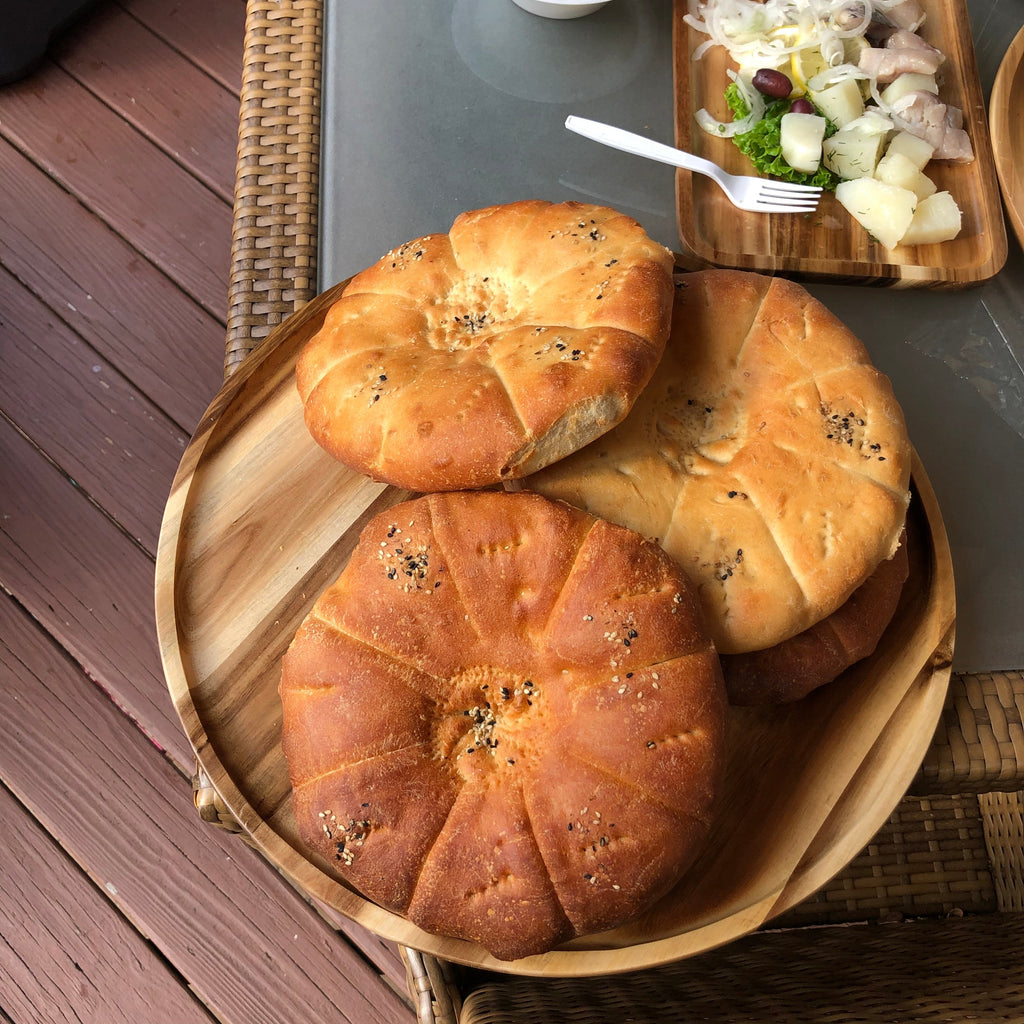 Zavis Green Acacia Wood Round Stackable Plate / Platter 12" (Set of 3)
