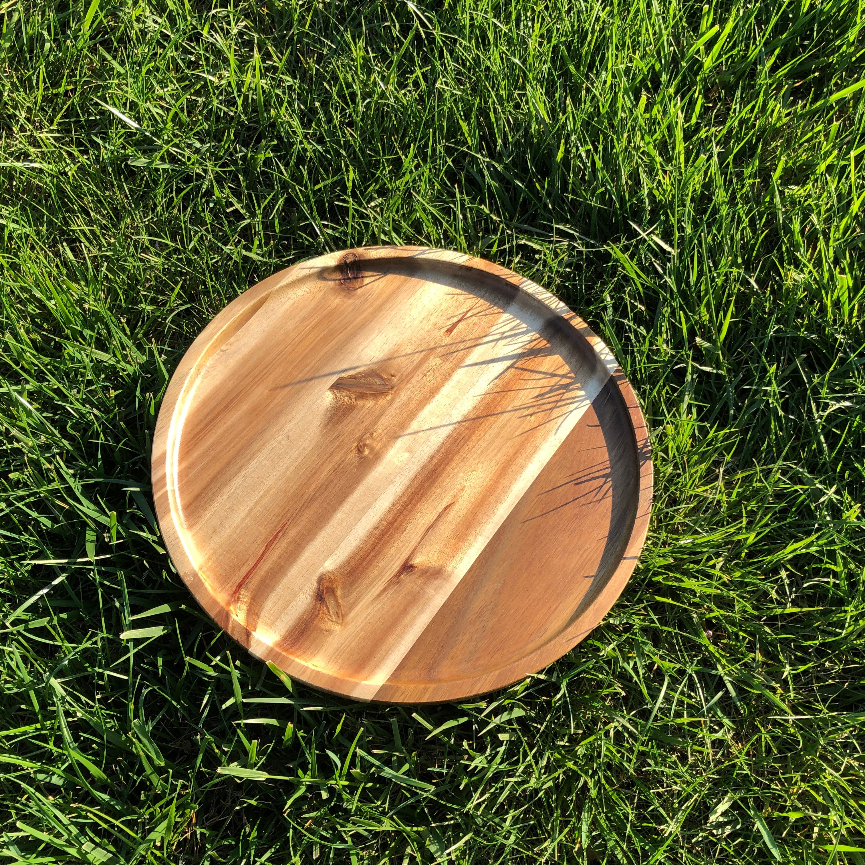 Zavis Green Acacia Wood Round Stackable Plate / Platter