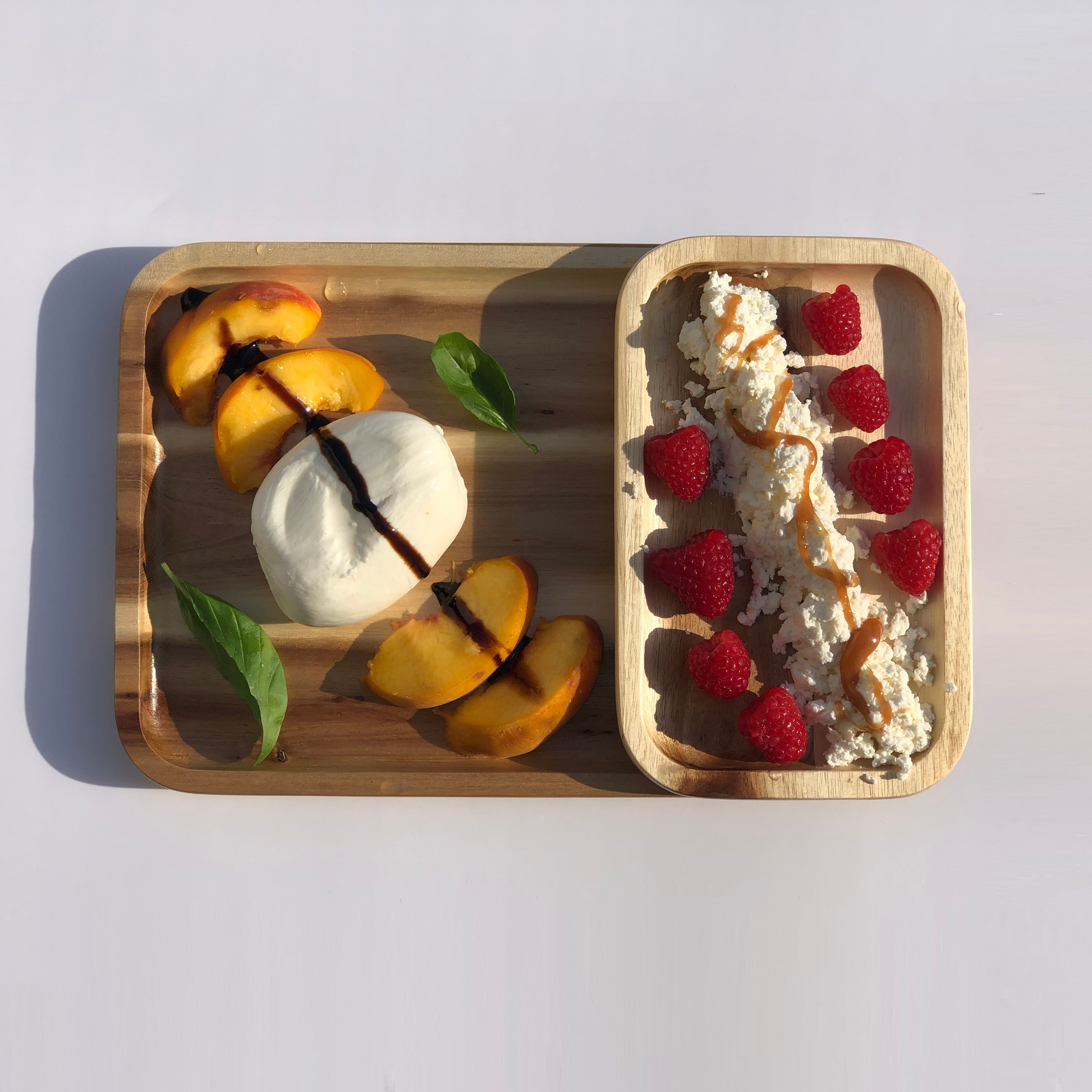 Zavis Green Acacia Wood Serving rectangle Stackable Tray / Dish (Set of 3)