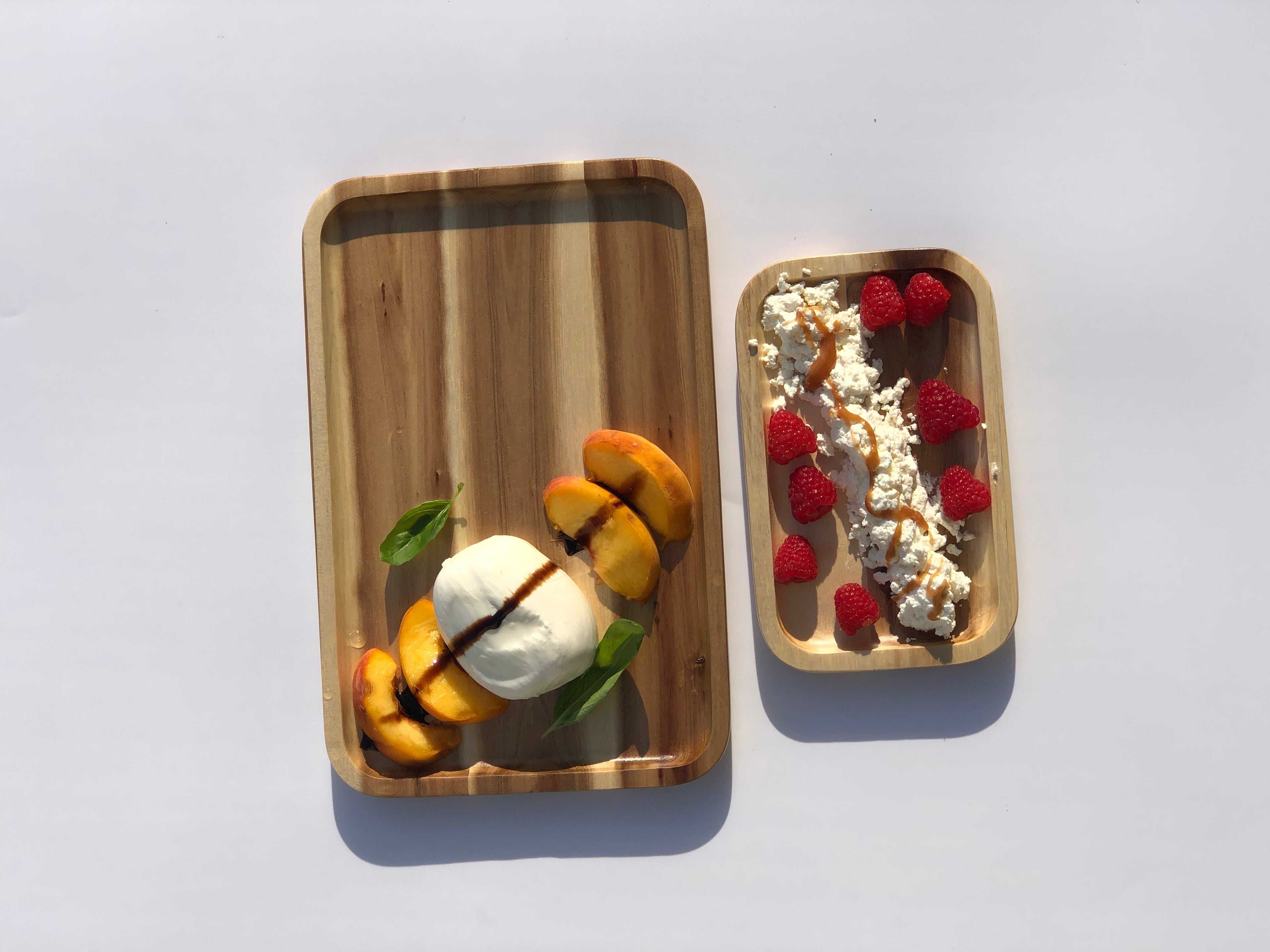 Zavis Green Acacia Wood Serving rectangle Stackable Tray / Dish