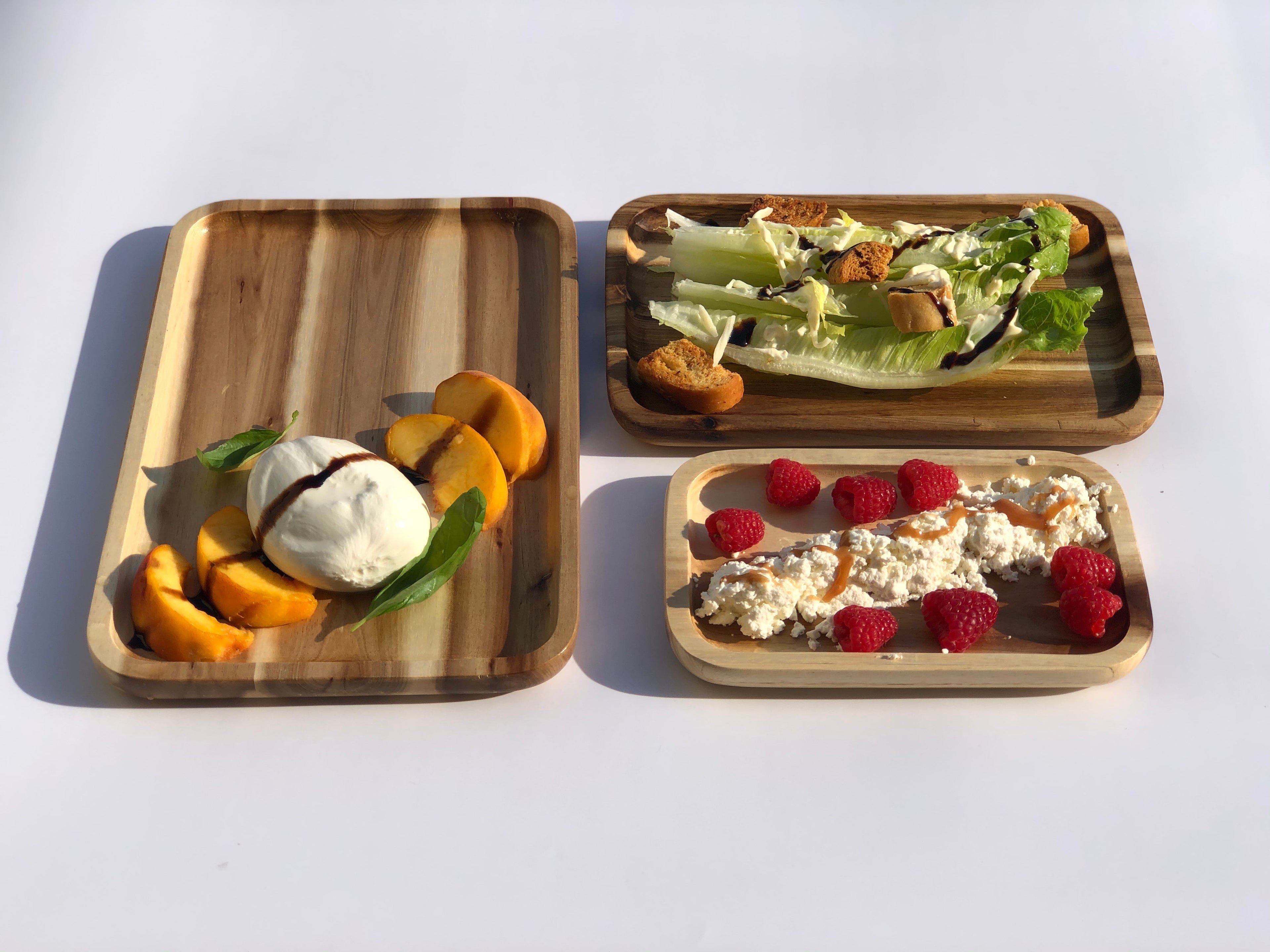 Zavis Green Acacia Wood Serving rectangle Stackable Tray / Dish