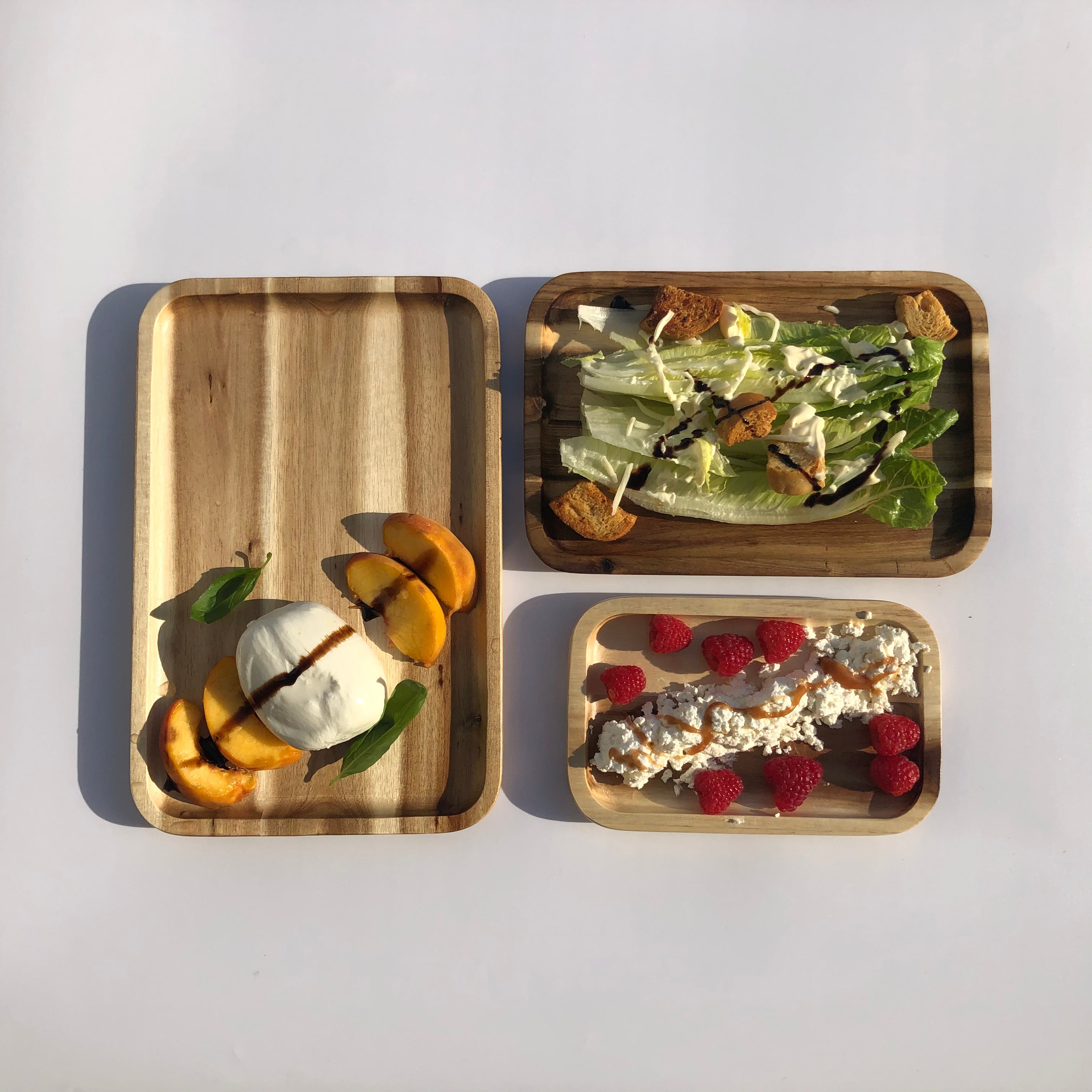 Zavis Green Acacia Wood Serving rectangle Stackable Tray / Dish