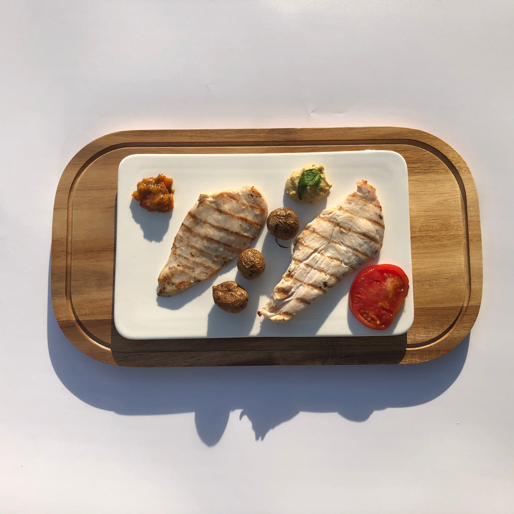 Zavis Green Acacia Wood Serving Rounded Cutting Board With Juice Groove