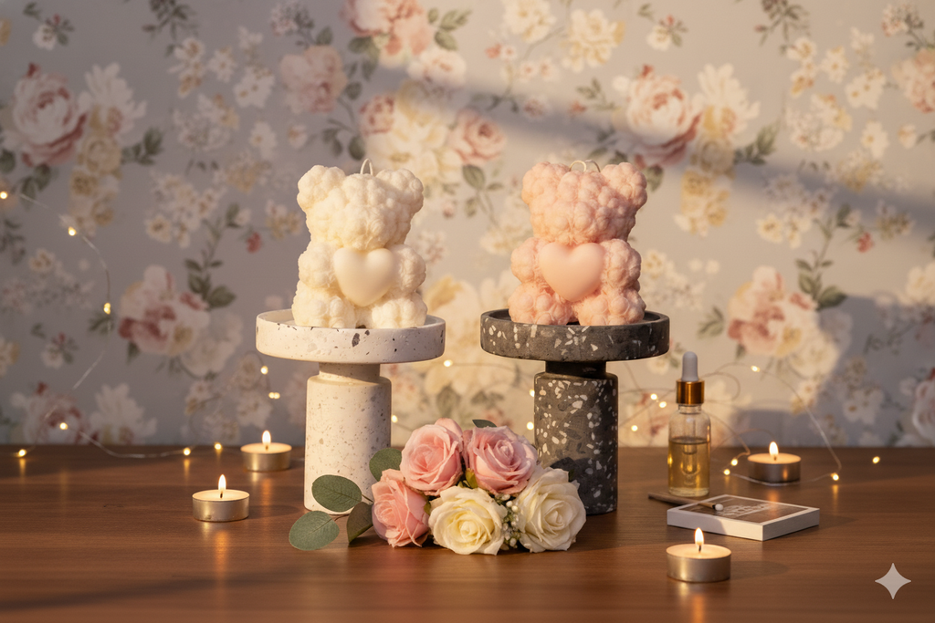 Rose Bear Candle