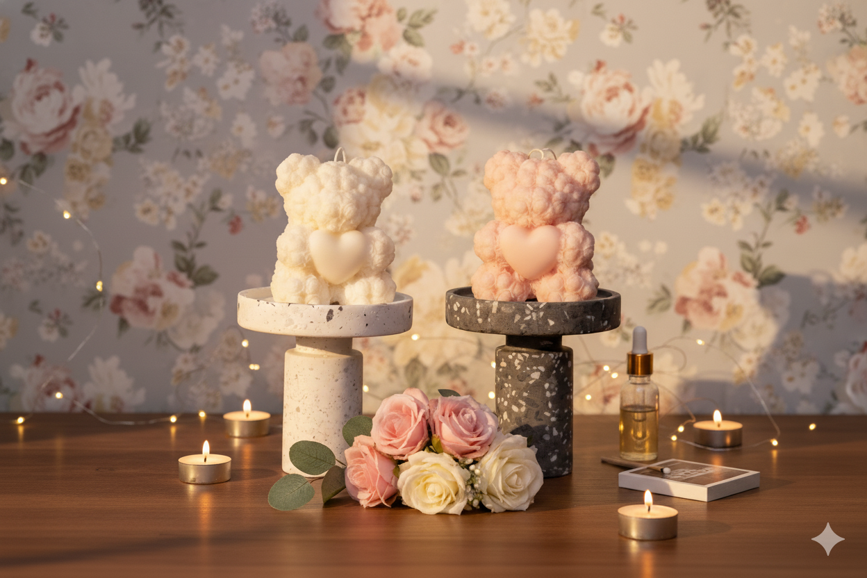 Rose Bear Candle