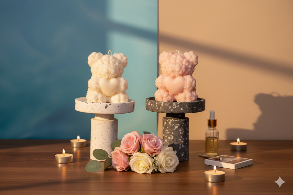 Rose Bear Candle