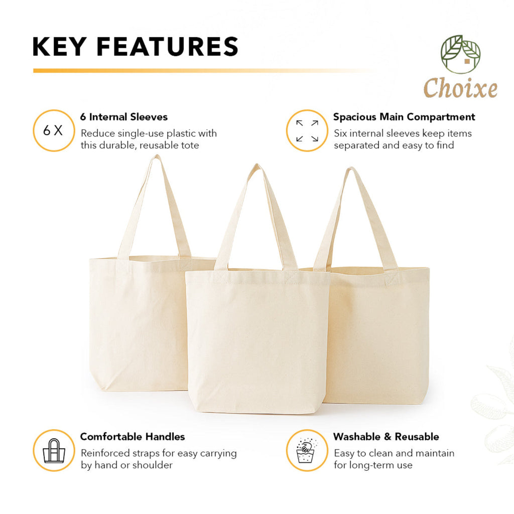 Reusable Tote Mesh Bag with 6 Internal Sleeves