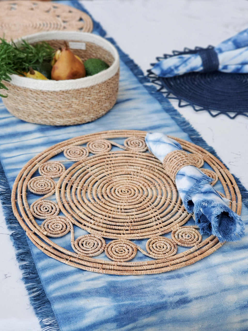 Woven Natural Palm Fiber Napkin Ring (Set of 4)