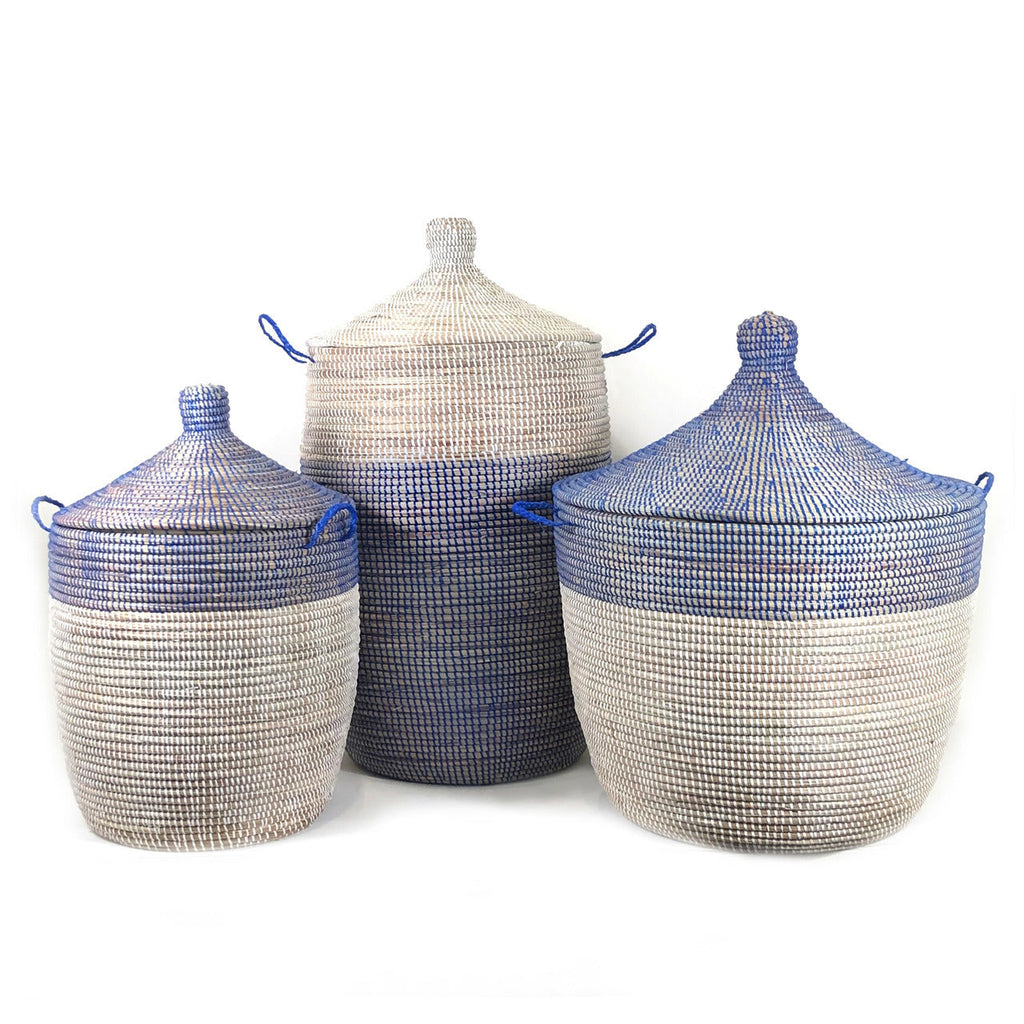 Medium Two-Tone Basket - Navy & White