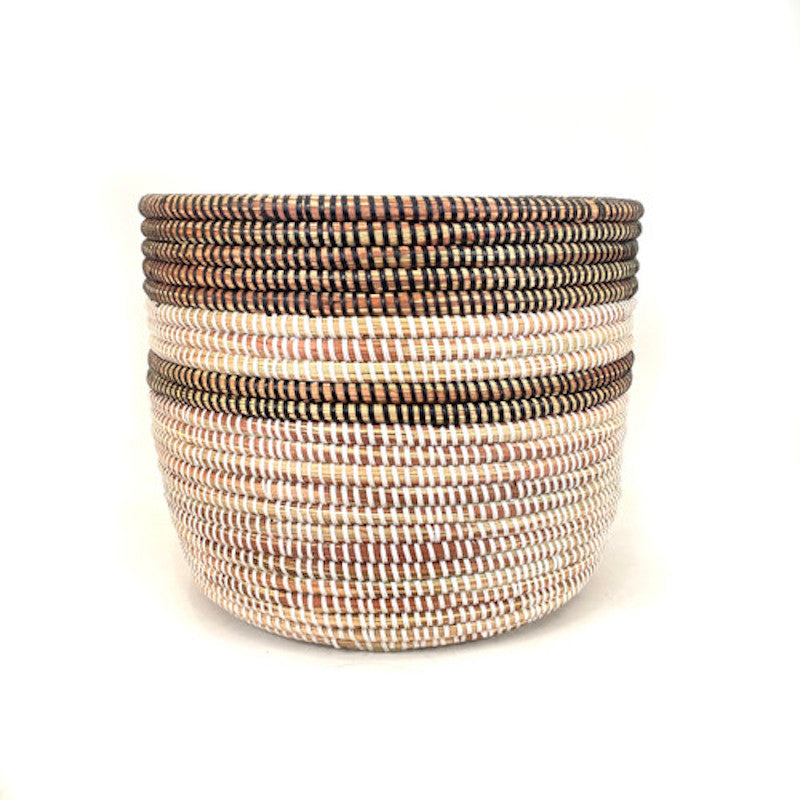 Black & White Stripe Basket - Medium