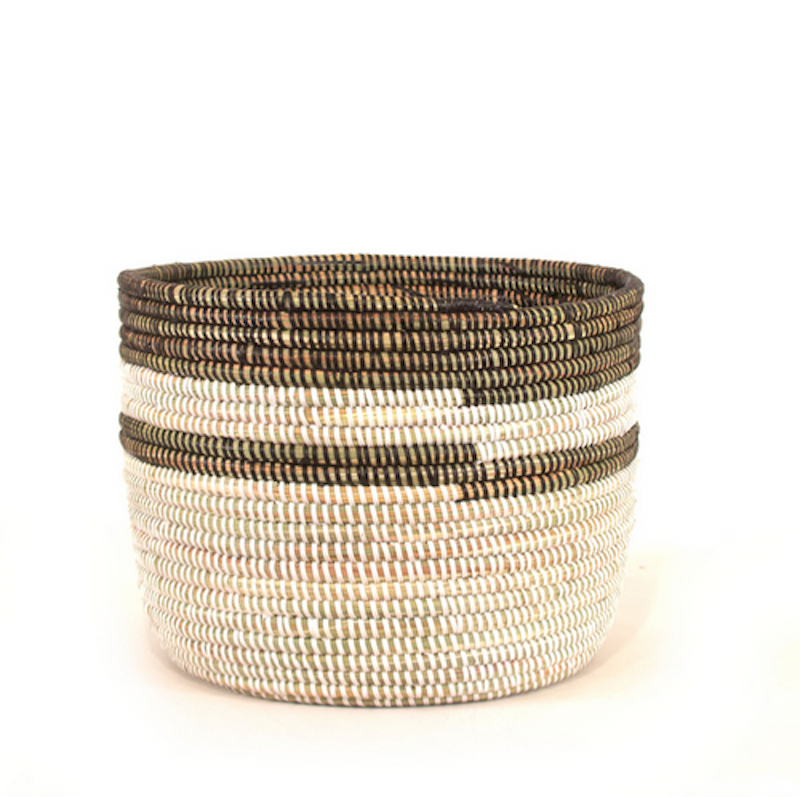Black & White Stripe Basket - Medium