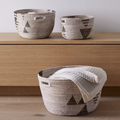 Oval Storage Basket Graphic Print Black & White (Set of 3)