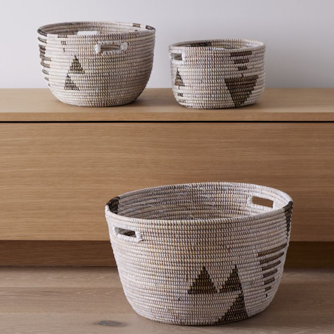 Oval Storage Basket Graphic Print Black & White (Set of 3)