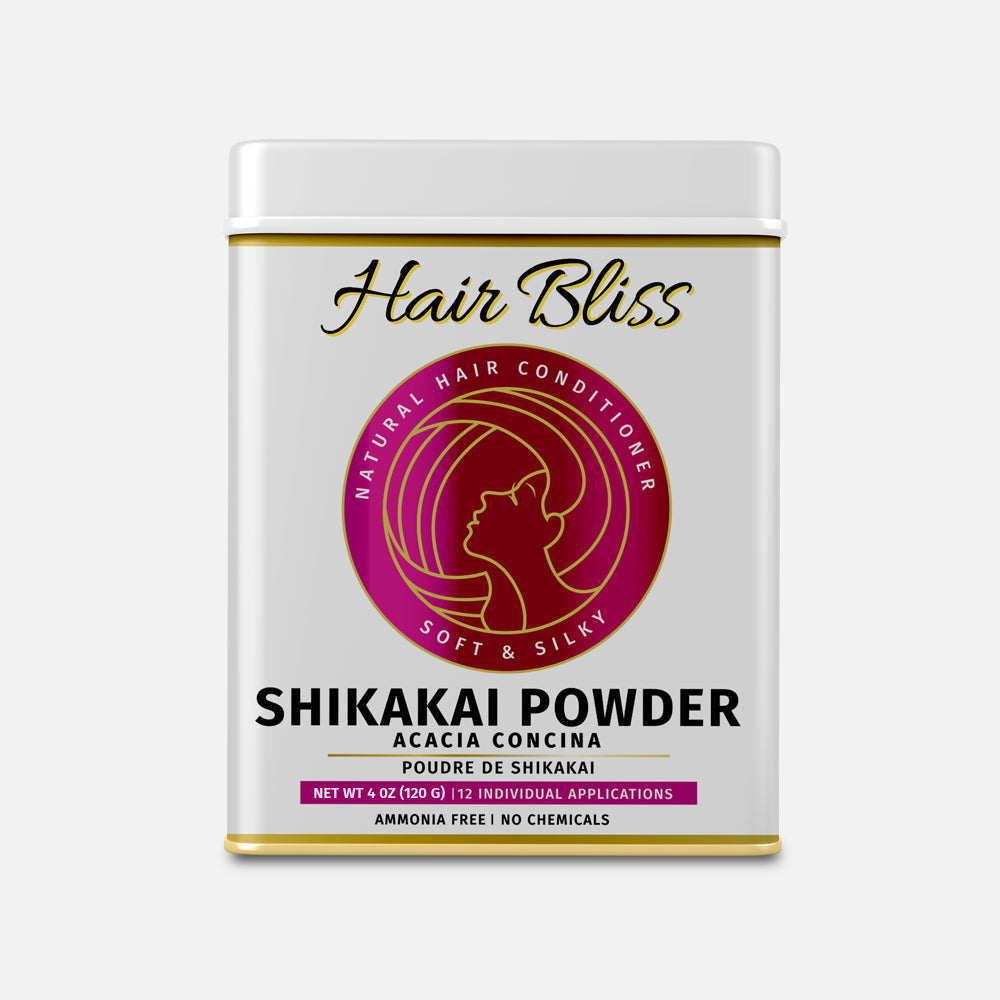Hair Bliss Natural Shikakai Acacia Herbal Hair & Skin Conditioning Powder with Reusable Brush & Tray (12 Individual Sachets - 10gm each)