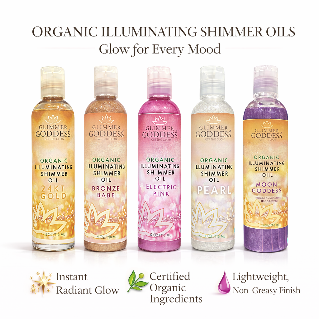 Organic Shimmer Body Oil for a Soft Non-Greasy Body Glow