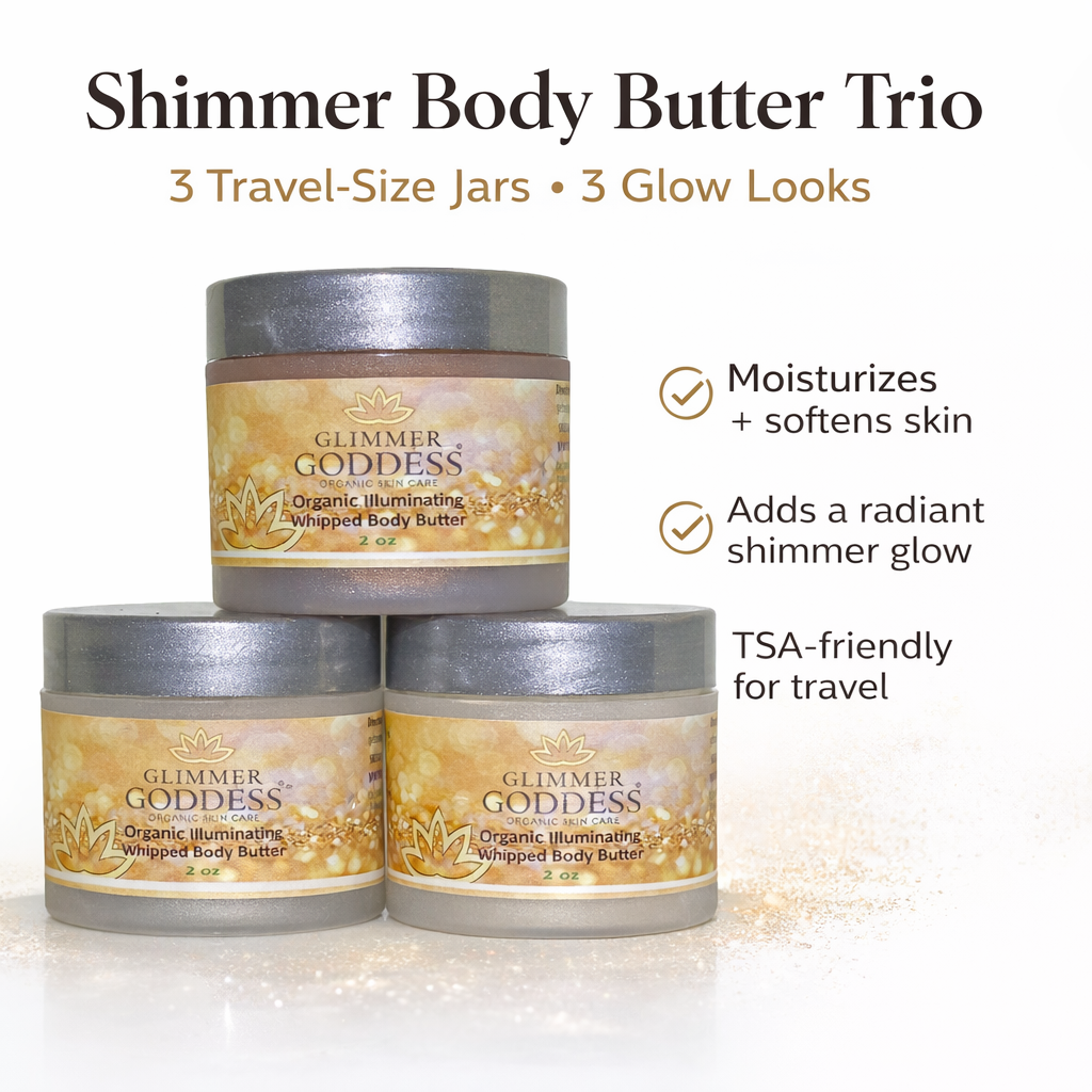 Organic Shimmering Body Butter Trio – 3 x 2oz Travel Set