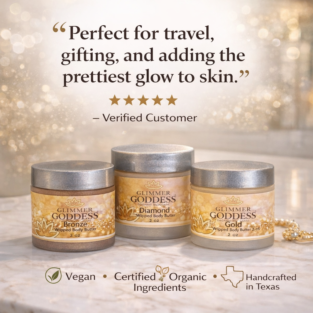 Organic Shimmering Body Butter Trio – 3 x 2oz Travel Set