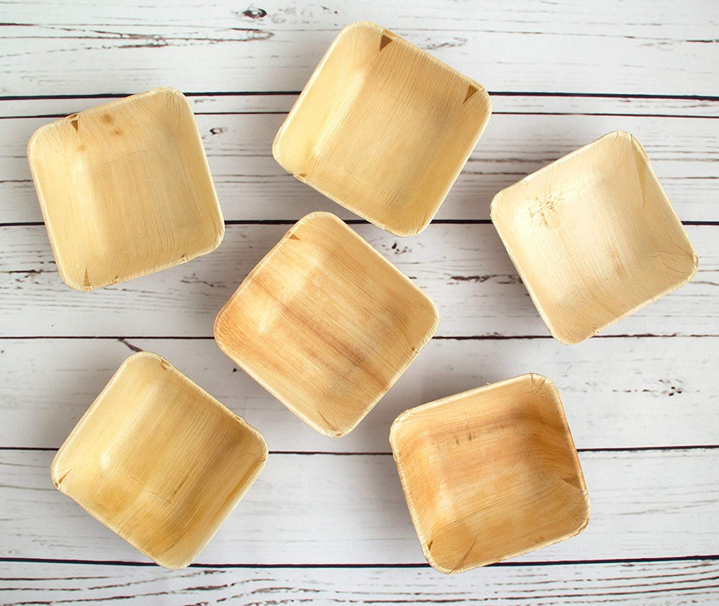 Palm Leaf Deep Square Bowls 5" Inch (25/50/100 bowls)