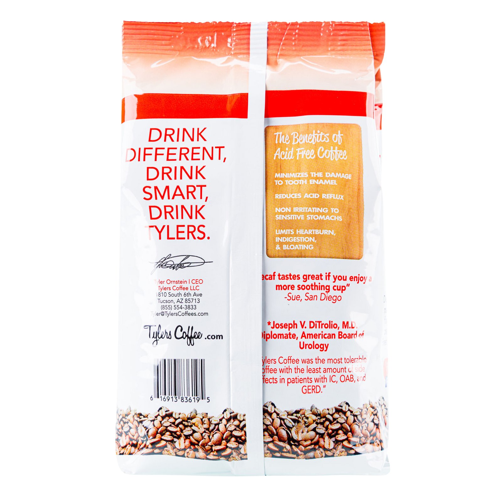 Acid-Free Whole Bean Coffee - Decaffeinated