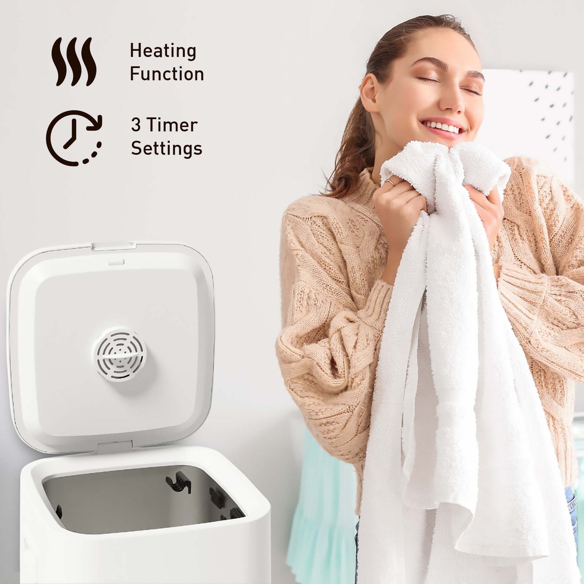 Bathroom Essential Set: Luxury Towel Warmer Bucket, Digital Scale & Bamboo Bath Body Brush