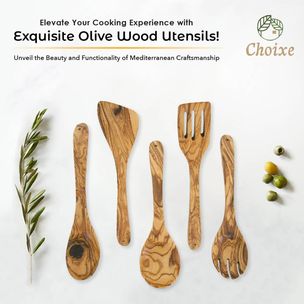 Olive Wood Kitchen Servers Set (5-Pcs)