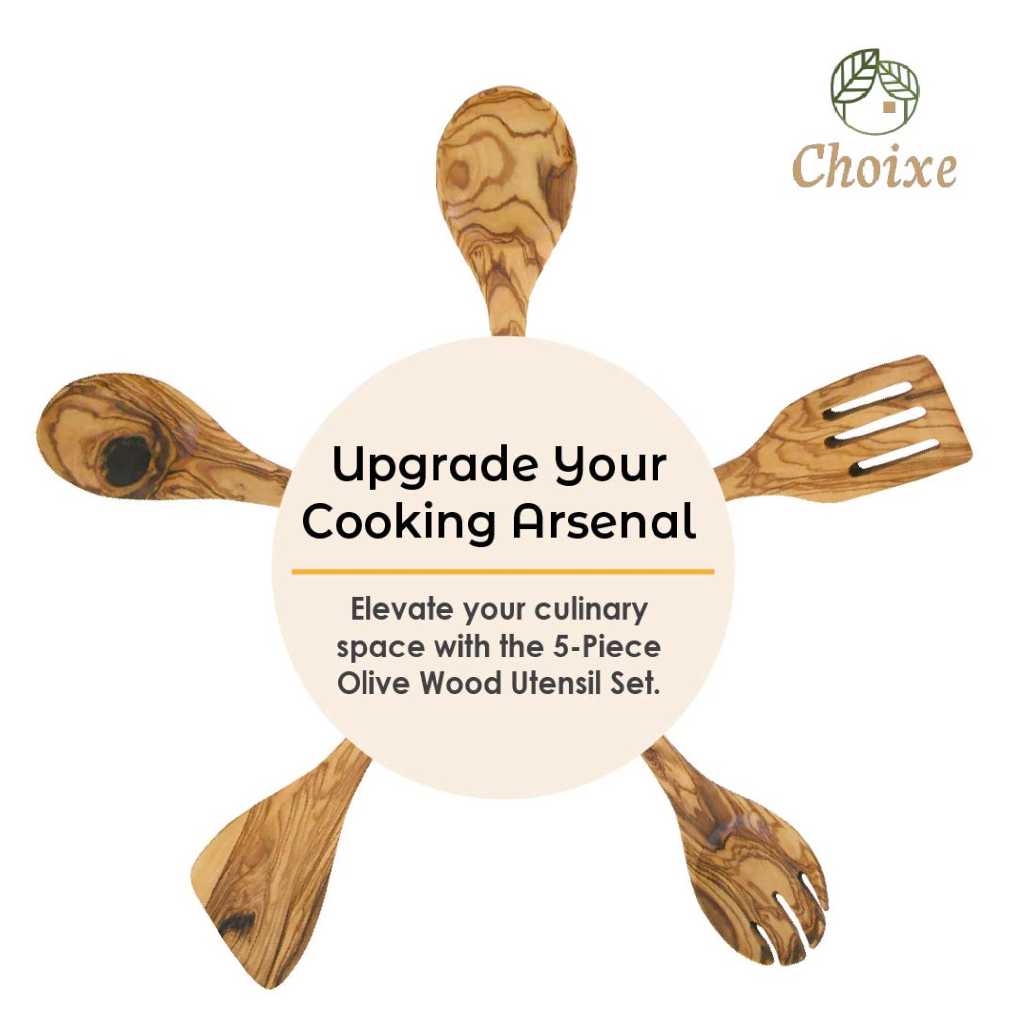 Olive Wood Kitchen Servers Set (5-Pcs)
