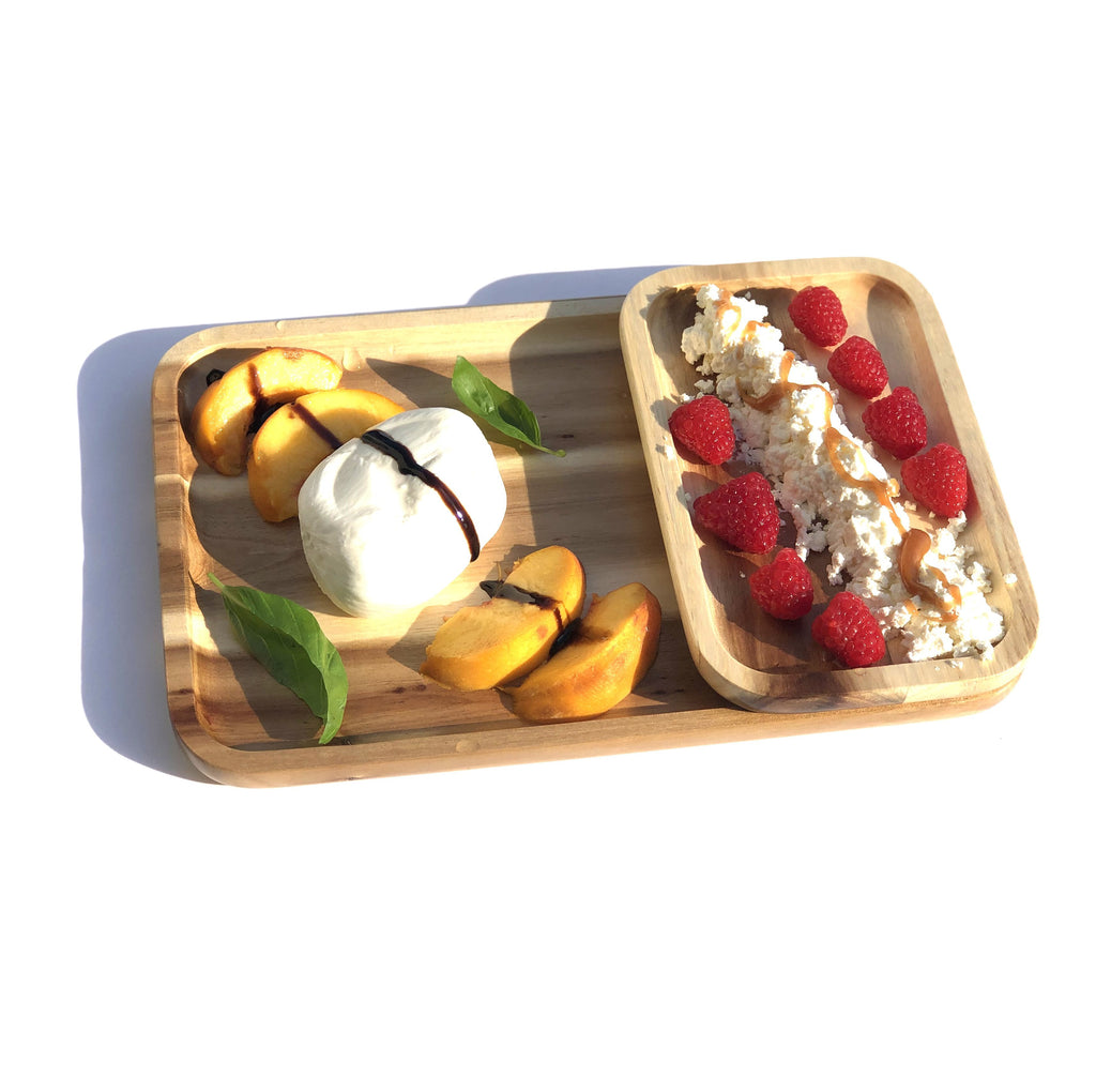 2 Rectangle Acacia Platters Party Serving Set