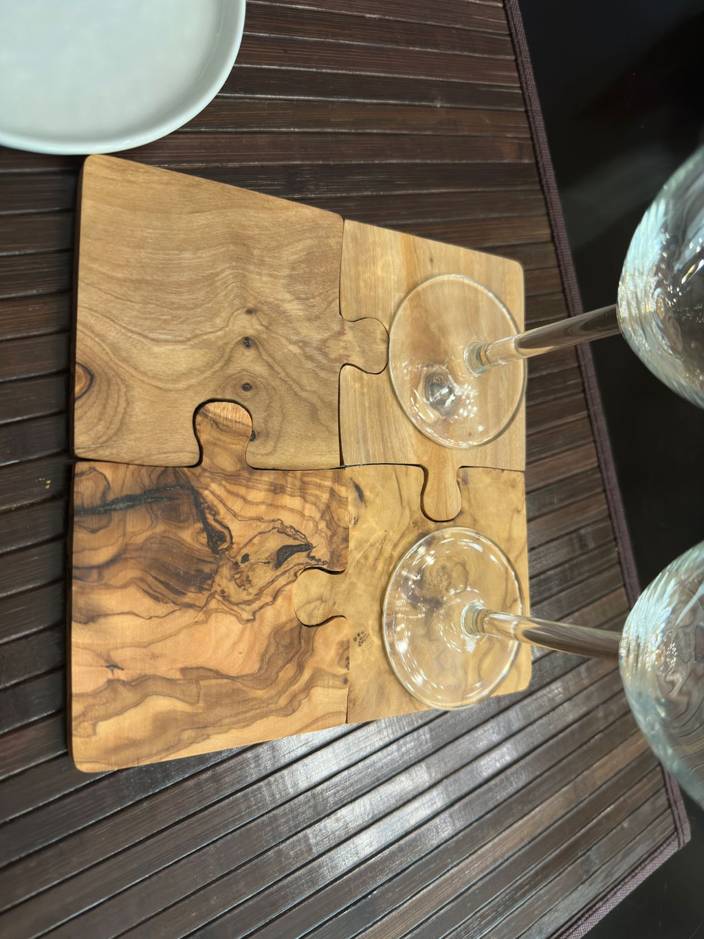 Olive Wood Coaster Puzzle (4-Piece)