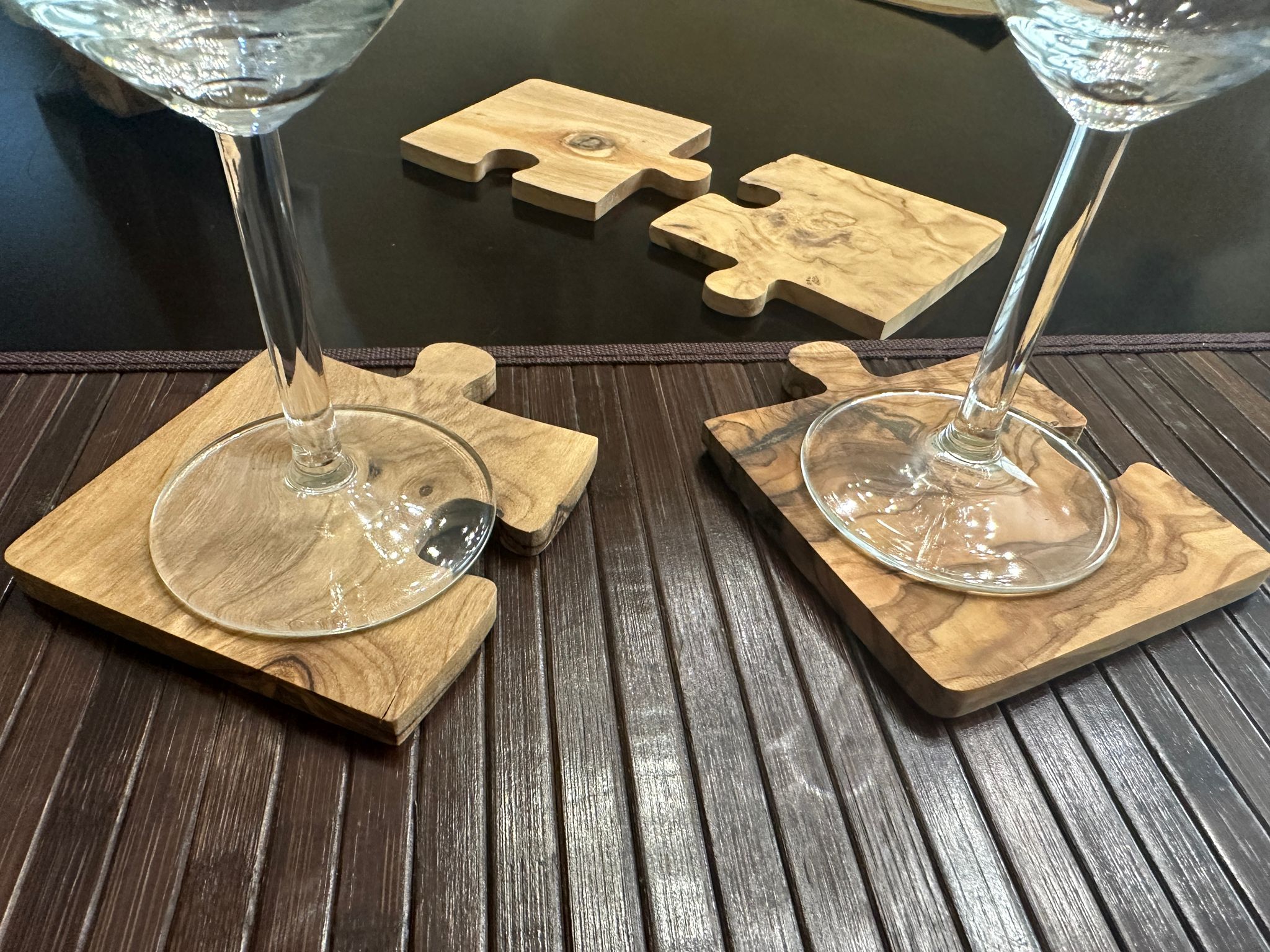 Olive Wood Coaster Puzzle (4-Piece)