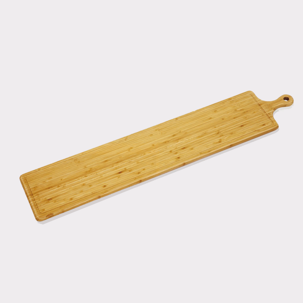 SET OF 2 LONG BAMBOO SERVING BOARDS WITH HANDLE