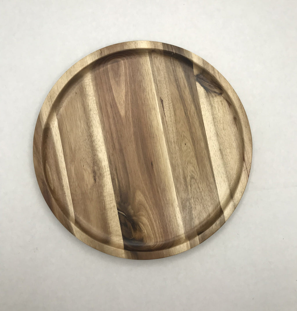 Zavis Green Acacia Wood Round Stackable Plate / Platter