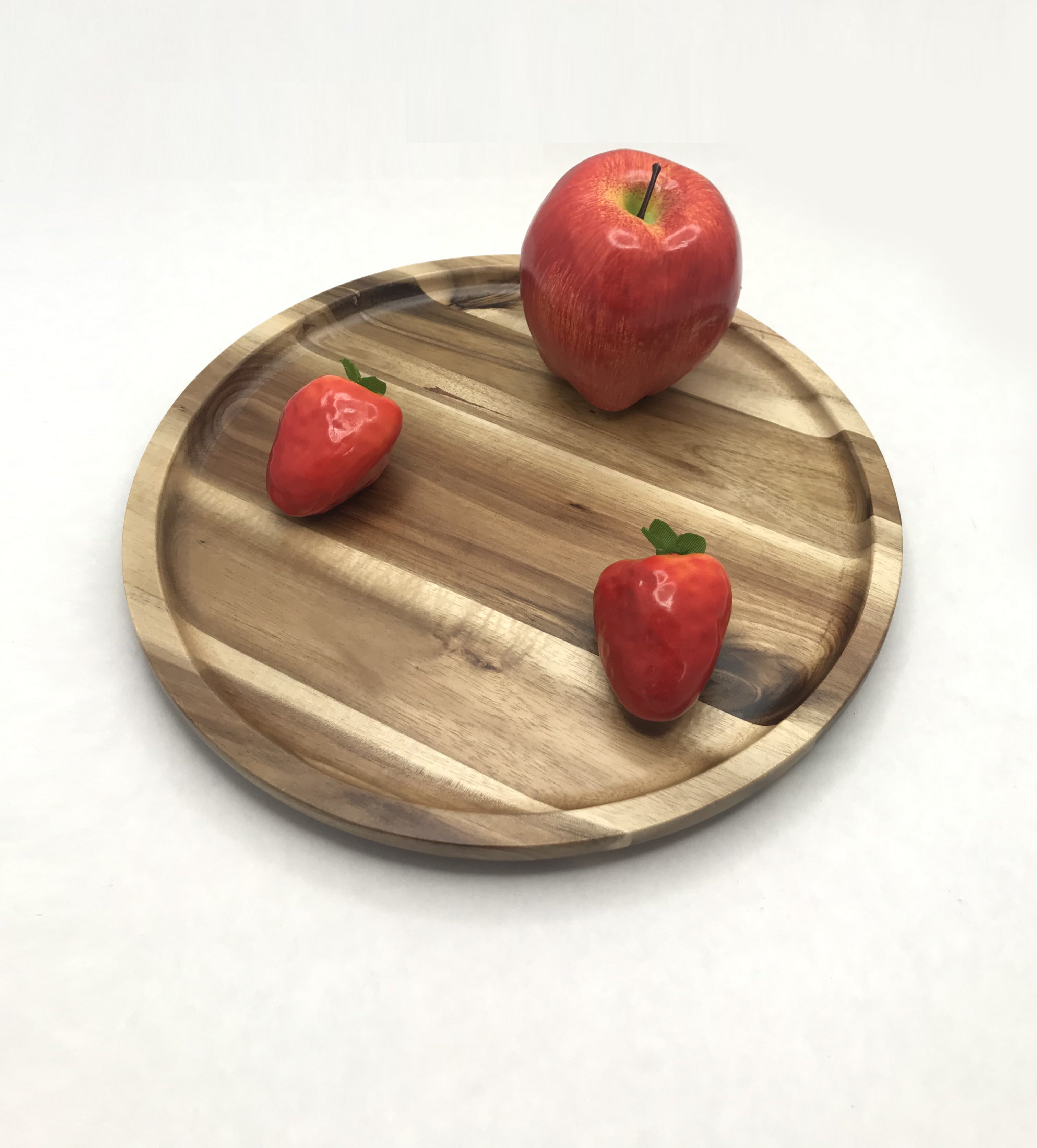 Zavis Green Acacia Wood Round Stackable Plate / Platter (Set fo 3)
