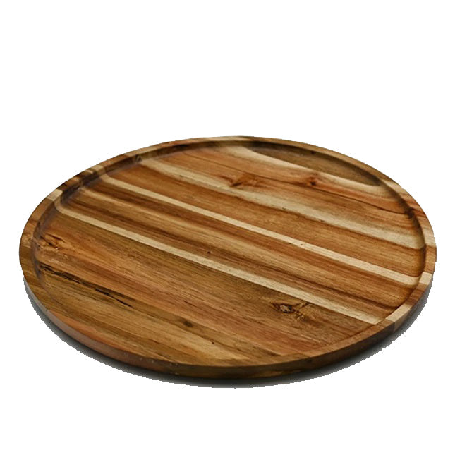 Zavis Green Acacia Wood Round Stackable Plate / Platter - 14" Inch